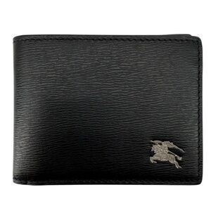 Burberry Black Leather Equestrian Knight Device Bifold Wallet